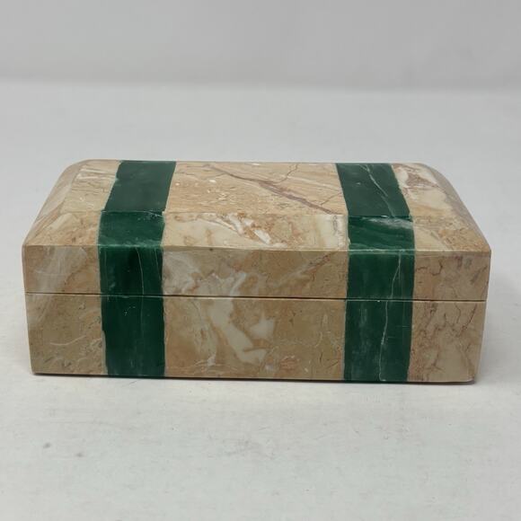 Renoir Designs Tessellated Stone Box Rectangular Marble Jewelry Trinket RARE - Picture 1 of 8